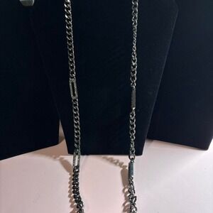 Chicos Dark gunmetal chain necklace with rhinestone